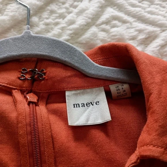 New Anthropologie Maeve Colette Linen Portside Wrap Jumpsuit Burnt Orange Rust 6 - Picture 5 of 7